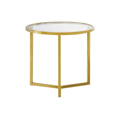 Bianka Tempered Glass & Stainless Steel Round Side Table
