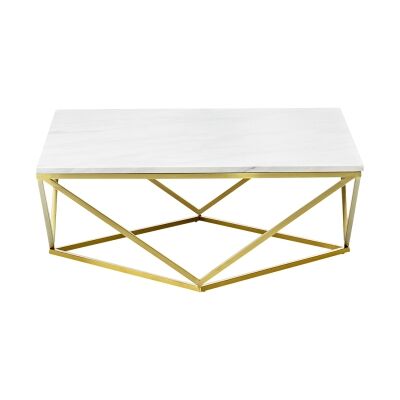 Vivianne Marble & Stainless Steel Square Coffee Table, 90cm