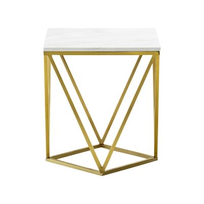 Vivianne Marble & Stainless Steel Square Side Table