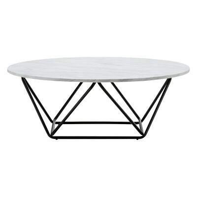 Aria Cultured Marble & Stainless Steel Round Coffee Table, 100cm