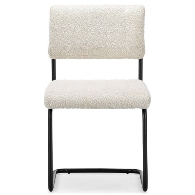 Myah Boucle Fabric Cantilever Dining Chair, Set of 2, Cream / Black