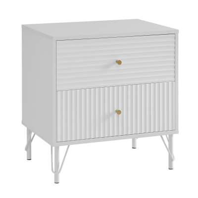 Lisa Wavy Fluted Bedside Table, White