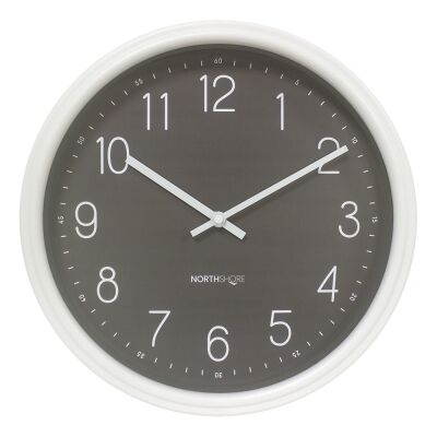 Northshore Aparto Round Wall Clock, 34cm, Dark Grey / White