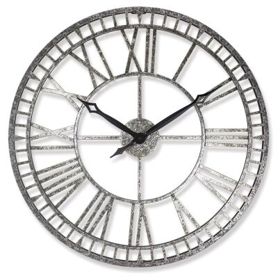 Northshore Porto Iron Round Wall Clock, 60cm, Antique Silver