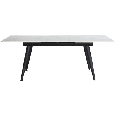 Corvallis Sintered Stone Top Extensible Dining Table, 140-180cm, White / Black