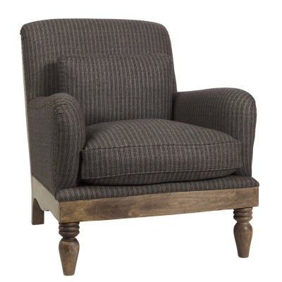 Hampshire Winchester Wool Fabric Armchair, Charcoal Pinstripe