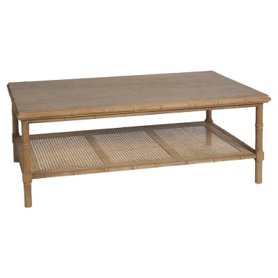 Hampshire Timber & Rattan Coffee Table, 120cm