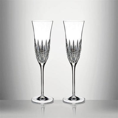 Waterford Lismore Diamond Crystal Champagne Flute Glass, 210ml, Set of 2