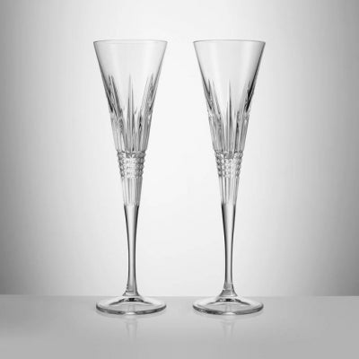 Waterford Lismore Diamond Crystal Toasting Flute Glass, Set of 2