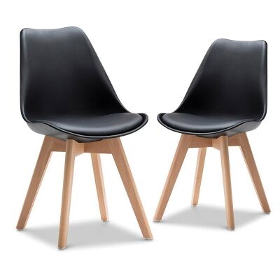 Brighton Dining Chairs, Set of 2, Black / Natural