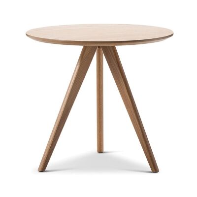 Annika Retro Wooden Round Side Table - Natural