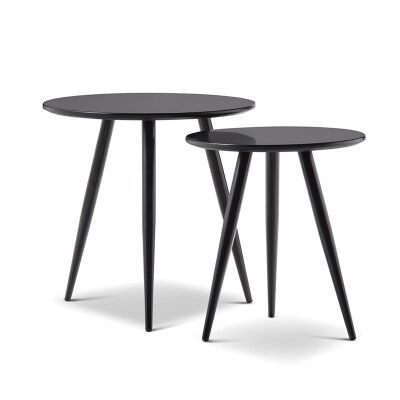 Zetta 2 Piece Round Side Table Set - Black