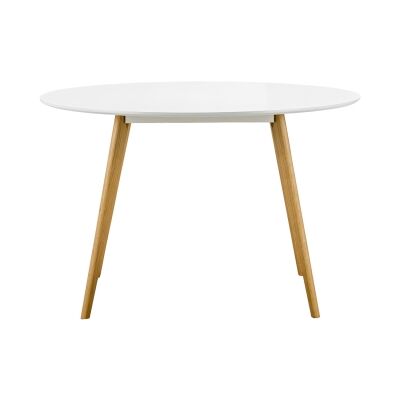 Floasen Scandi Wooden Round Dining Table, 120cm, White / Natural