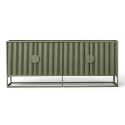 Braxton American Oak 4 Door Sideboard, 180cm, Olive Green