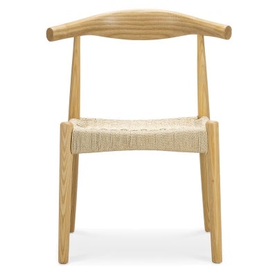 Elba Ashwood Elbow Dining Chair, Woven Cord Seat, Set of 2, Natural
