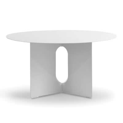Kiyo Stainless Steel Round Coffee Table, 65cm, White