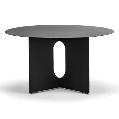 Kiyo Stainless Steel Round Coffee Table, 65cm, Black