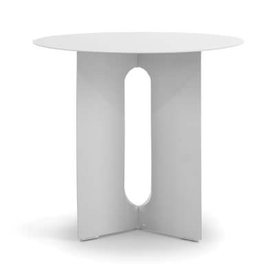 Kiyo Stainless Steel Round Side Table, White