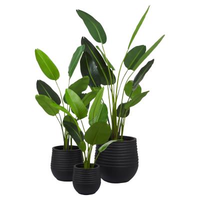 Rogue Artificial Bird Of Paradise Plant with Ryker Planter, 3 Piece Set, Black