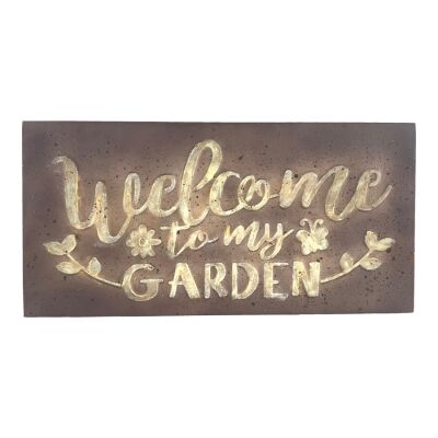 "Welcome To My Garden" Rustic Metal Wall Plaque, 60cm