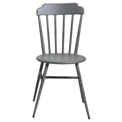 Windsor Commercial Grade Aluminium Indoor / Outdoor Dining Chair, Set of 2, Rustic Grey