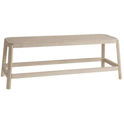 Selby Oak Timber & Rattan Dining Bench, 130cm, White Wash