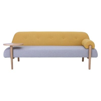 Lusso Commercial Grade Fabric Sofa / Daybed, 3 Seater, Mustard / Light Grey