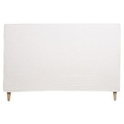 Vault Blended Linen Fabric Bed Headboard, Queen, Ivory