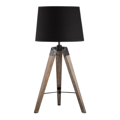 Surveyor Classic Timber Tripod Table Lamp, Dark Oak / Black