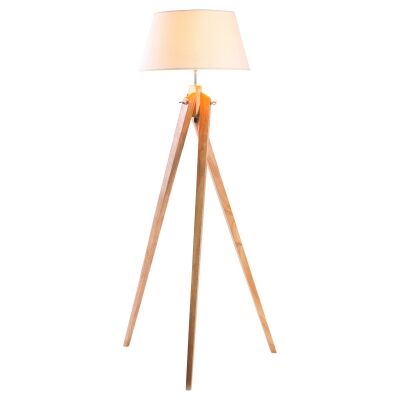 Luxton Timber Twisted Tripod Floor Lamp, Natural / Beige