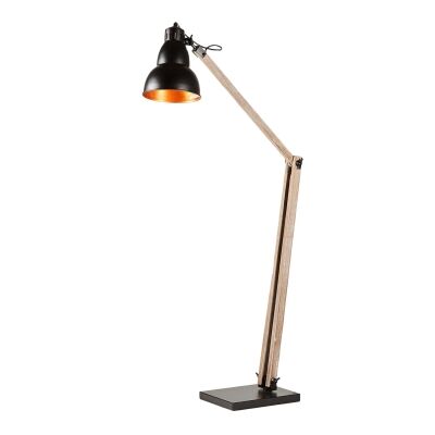 Bloomberg Metal & Timber Adjustable Floor Lamp, Black / Dark Oak