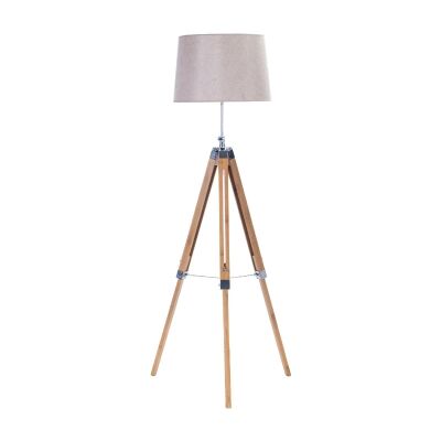 Lithgow Classic Timber Tripod Floor Lamp, Natural / Taupe