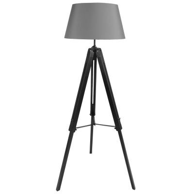 Surveyor Classic Timber Tripod Floor Lamp, Black / Grey