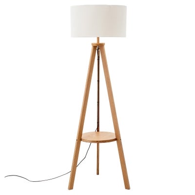 Lisle Wooden Tripod Base Floor Lamp, Natural