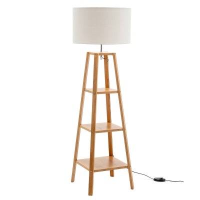 Ansley Wooden Shelf Base Floor Lamp, Natural