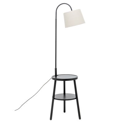 Michoud Wooden Round Table Base Floor Lamp, Black