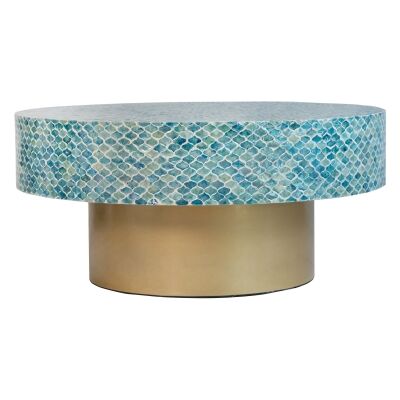 Goa Seashell Inlay Round Coffee Table, 90cm