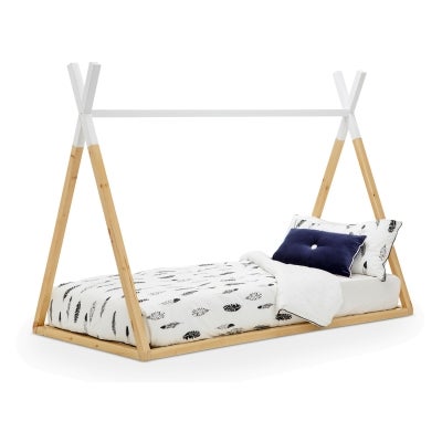 Teepee Wooden Kids Novelty Bed, Single, Natural / White