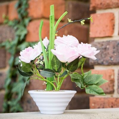 Artificial Roses in Pot, Pink