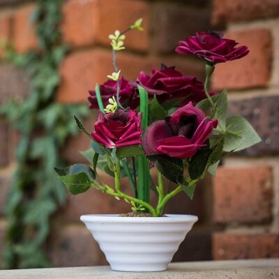 Artificial Roses in Pot, Red