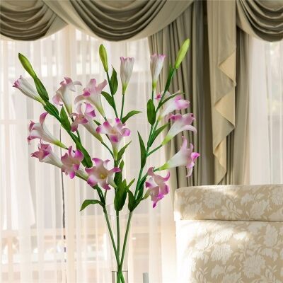 Set of 3 Six Head Artificial lilies - Hot Pink