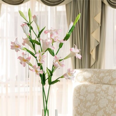 Set of 3 Six Head Artificial lilies - Light Pink