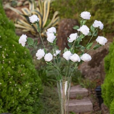 Set of 3 Five Head Artificial Roses - White