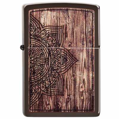 Zippo Windproof Lighter, Wooden Mandala Design