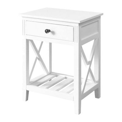 Devon Timber Bedside Table, White