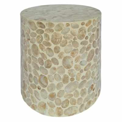 Elodie Mother of Pearl Inlaid Accent Stool / Side Table