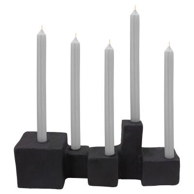 VTWonen Ecomix Recycled Paper Abstract Block Candle Holder, Black