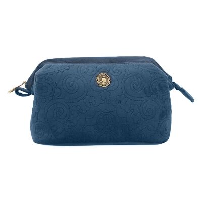 Pip Studio Quilted Velvet Fabric Small Cosmetic Purse, Dark Blue