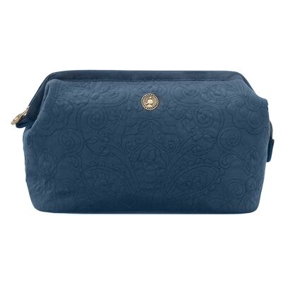 Pip Studio Quilted Velvet Fabric Extra Large Cosmetic Purse, Dark Blue