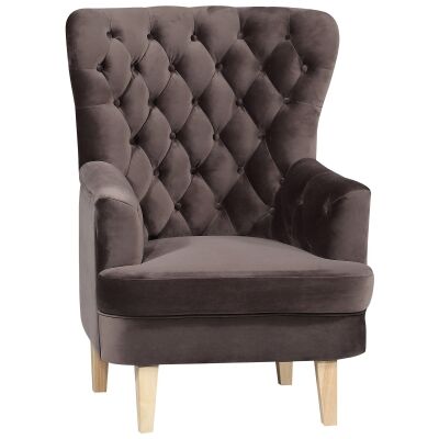 Ainslie Velvet Fabric Lounge Armchair, Slate
